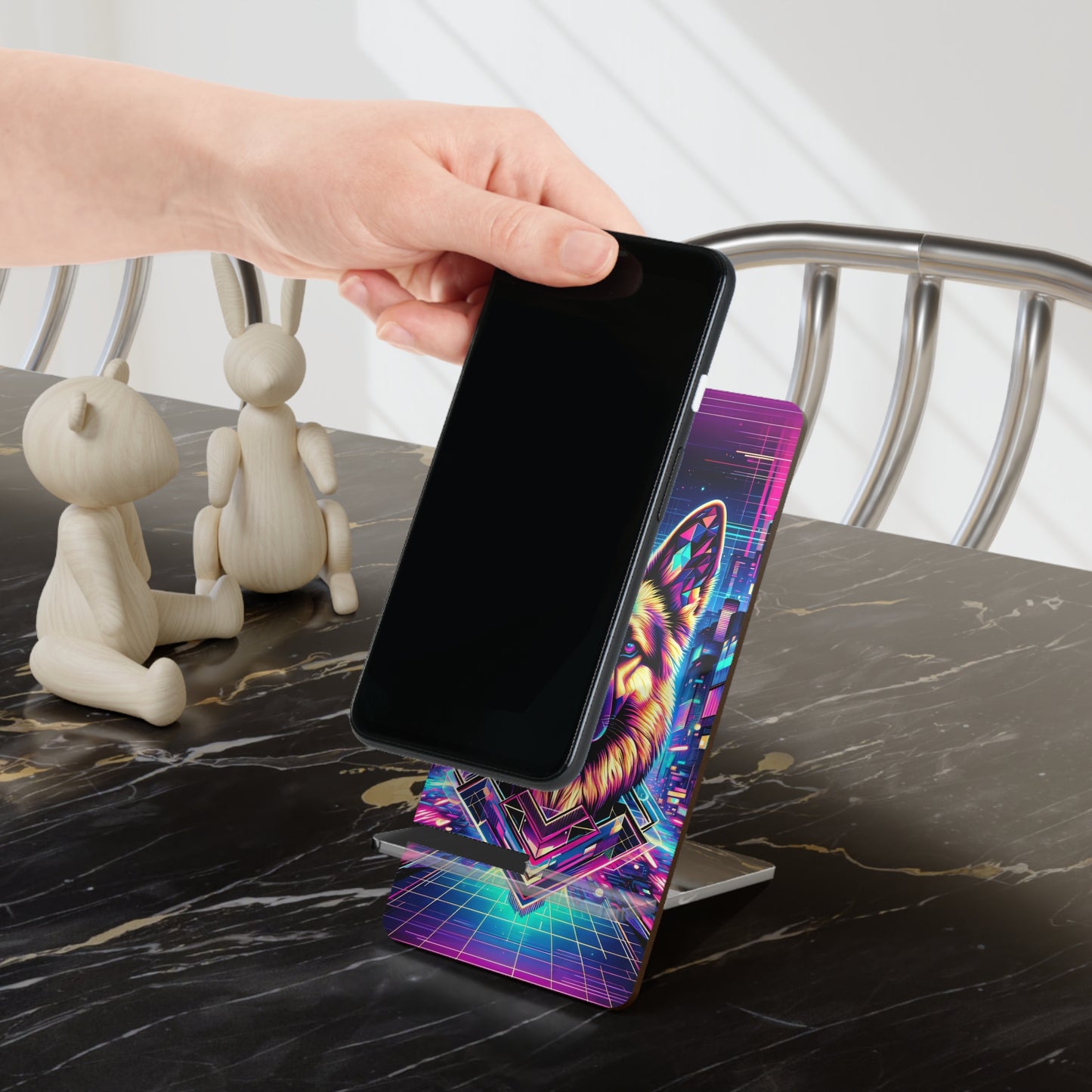 Glitch art German Shepherd Smartphone Stand