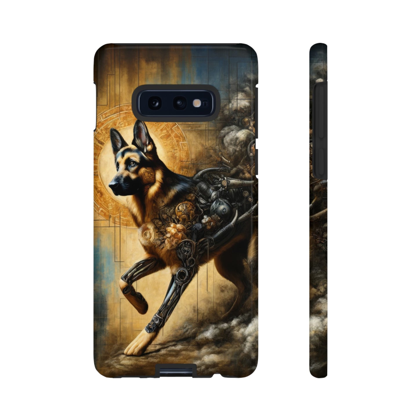 Byzantine, charcoal, and cybernetic German Shepherd Phone Case