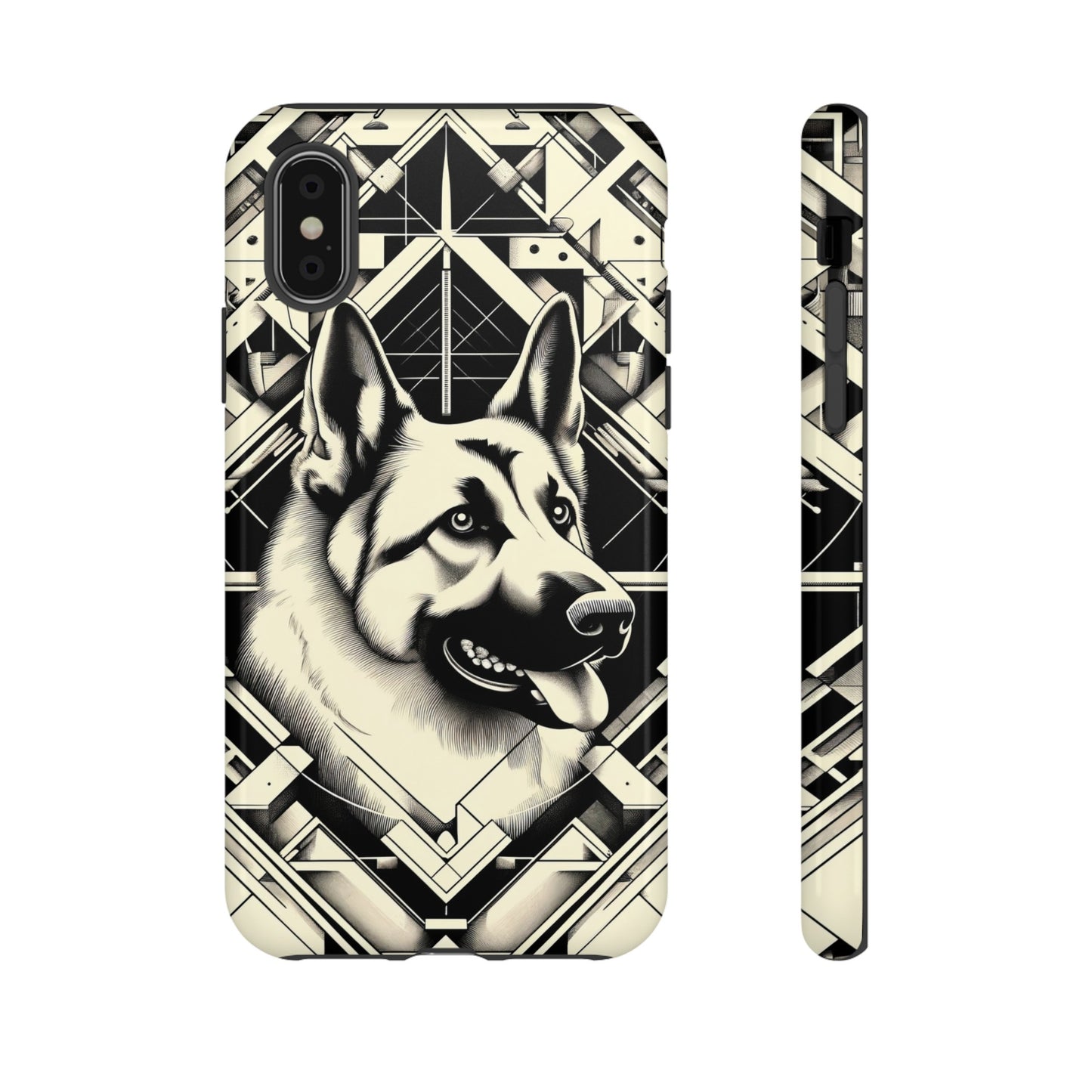 Constructivism and etching style German Shepherd Phone Case