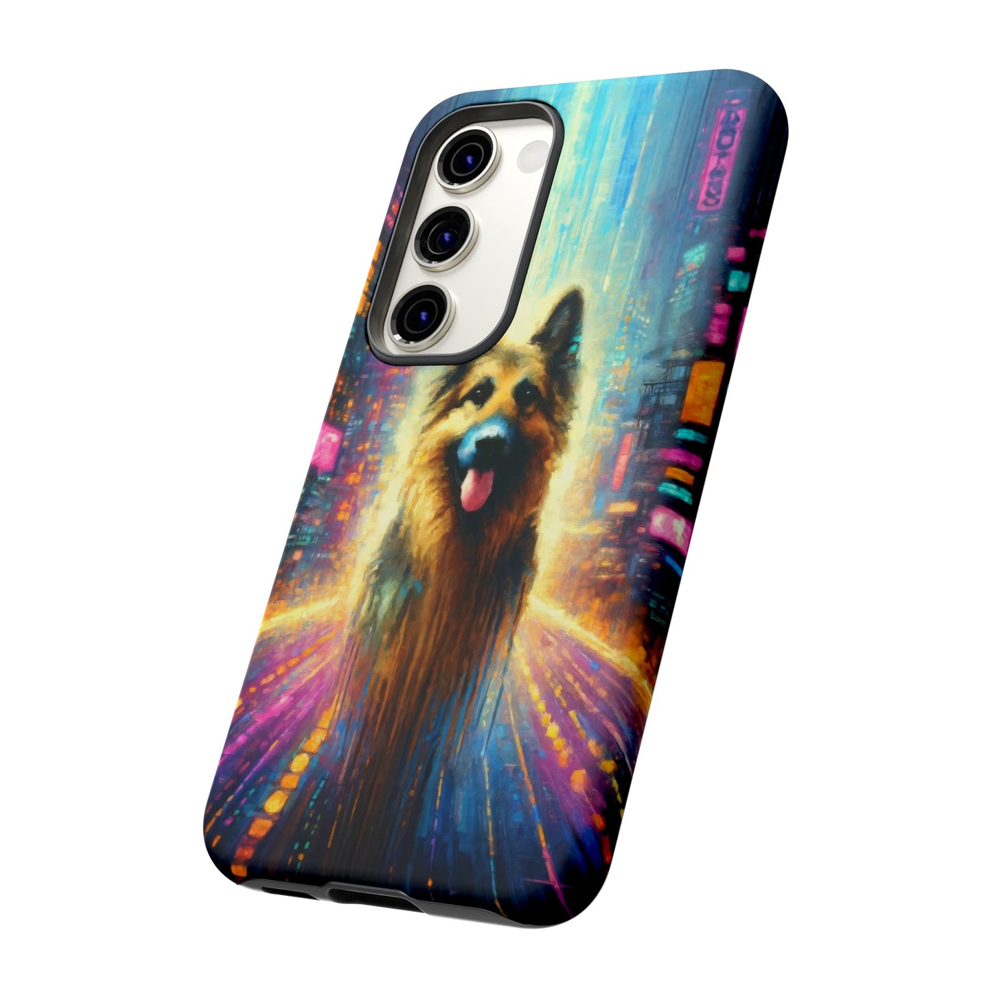 Impressionism meets cyberpunk German Shepherd Phone Case