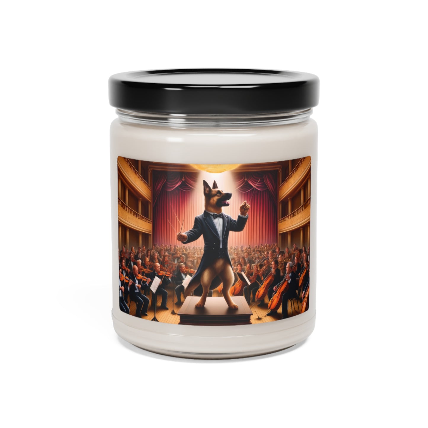 German Shepherd Conducting an Orchestra Scented Soy Candle, 9oz