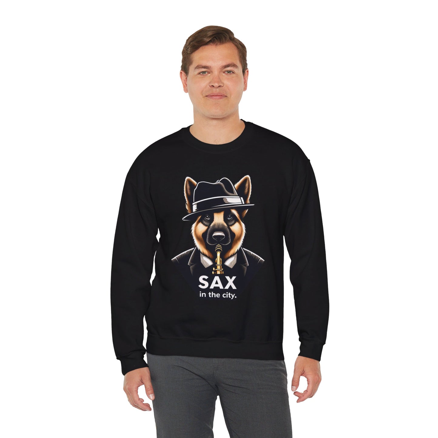 Sax in the City Sweatshirt (Black) (German Shepherd)