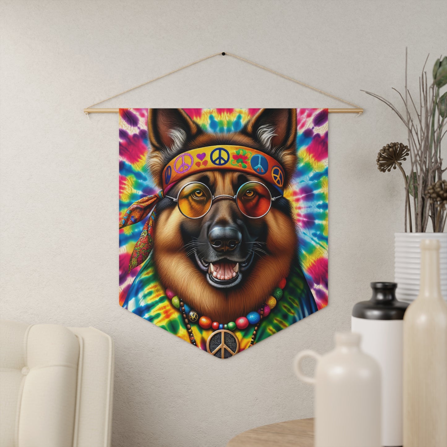 Hippie German Shepherd Pennant