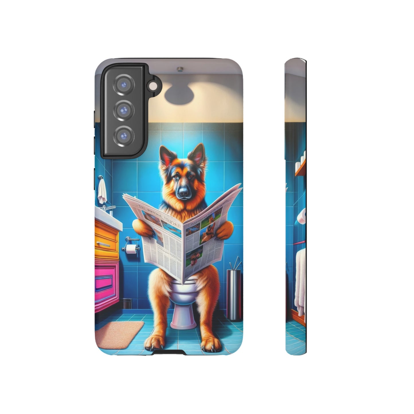 German Shepherd using a toilet Phone Case