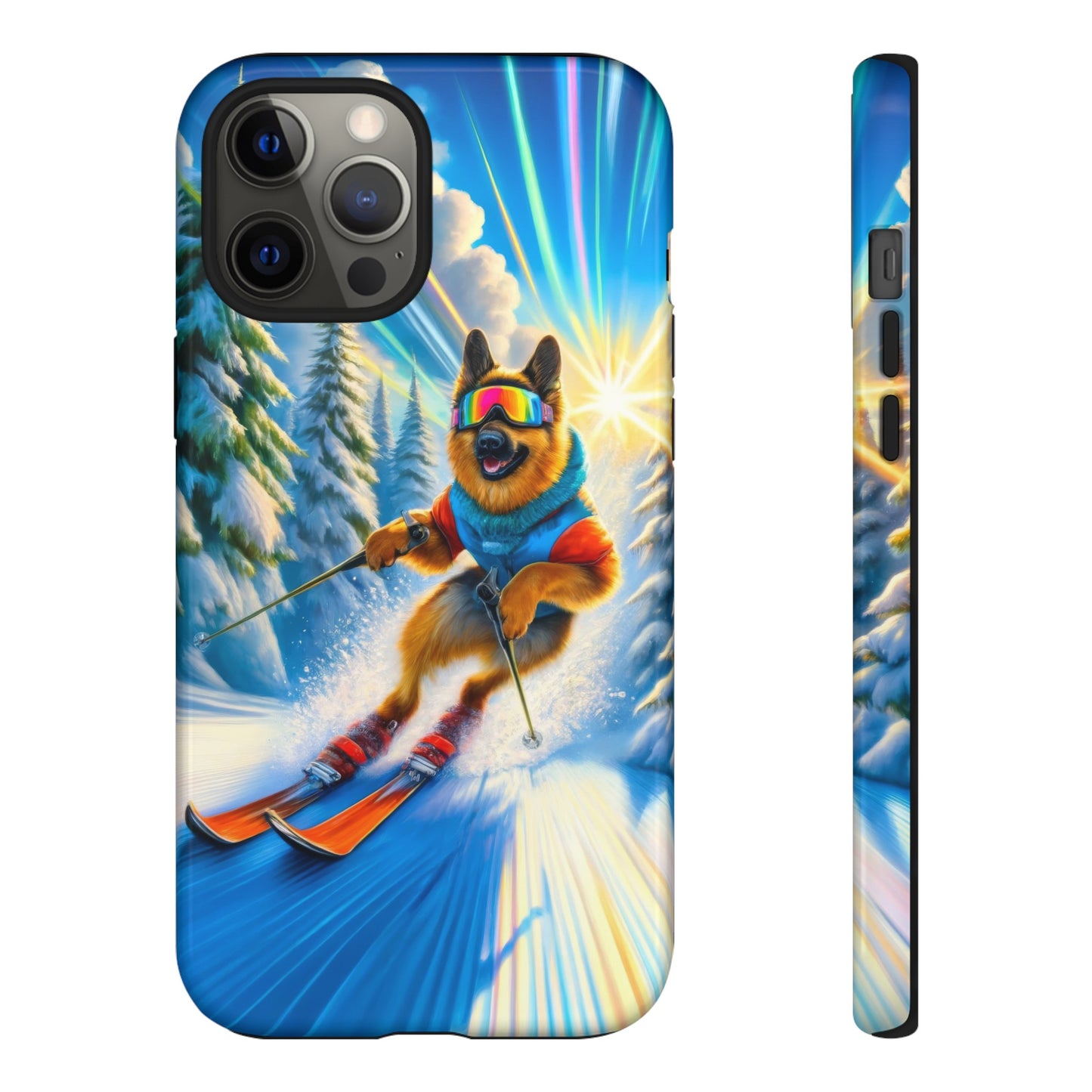 German Shepherd Skiing Phone Case