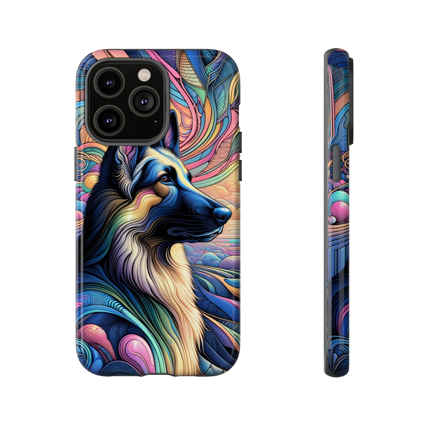 Art nouveau and vaporwave German Shepherd Phone Case