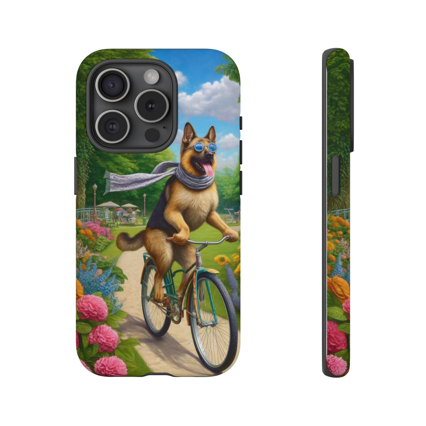 German Shepherd Riding a Bicycle Phone Case