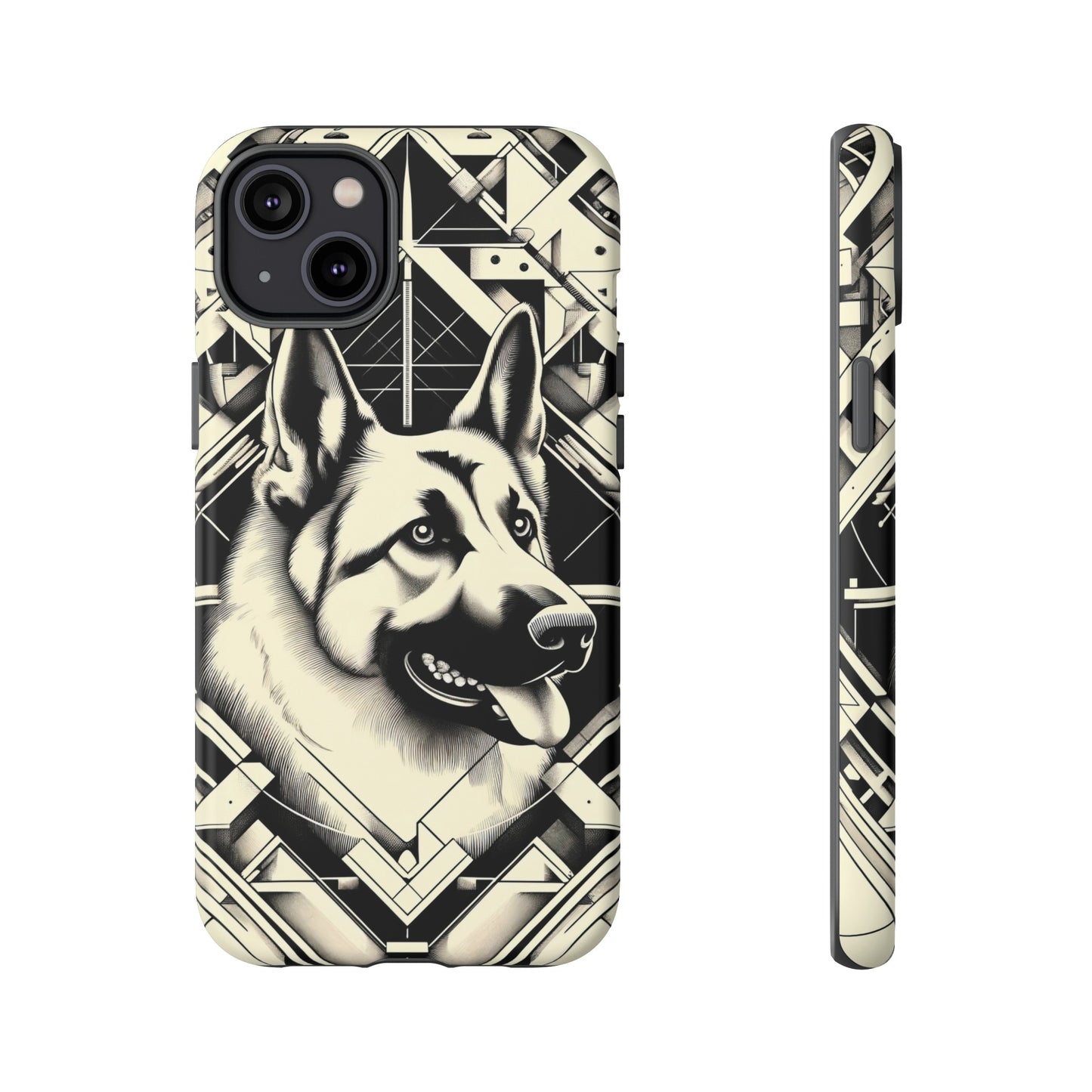 Constructivism and etching style German Shepherd Phone Case