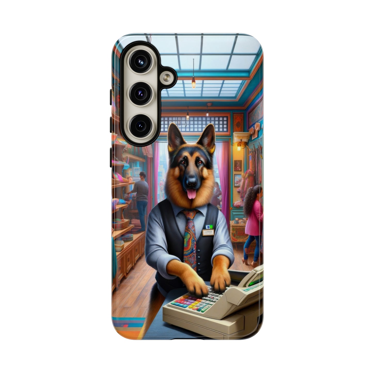 German Shepherd Operating a Cash Register Phone Case