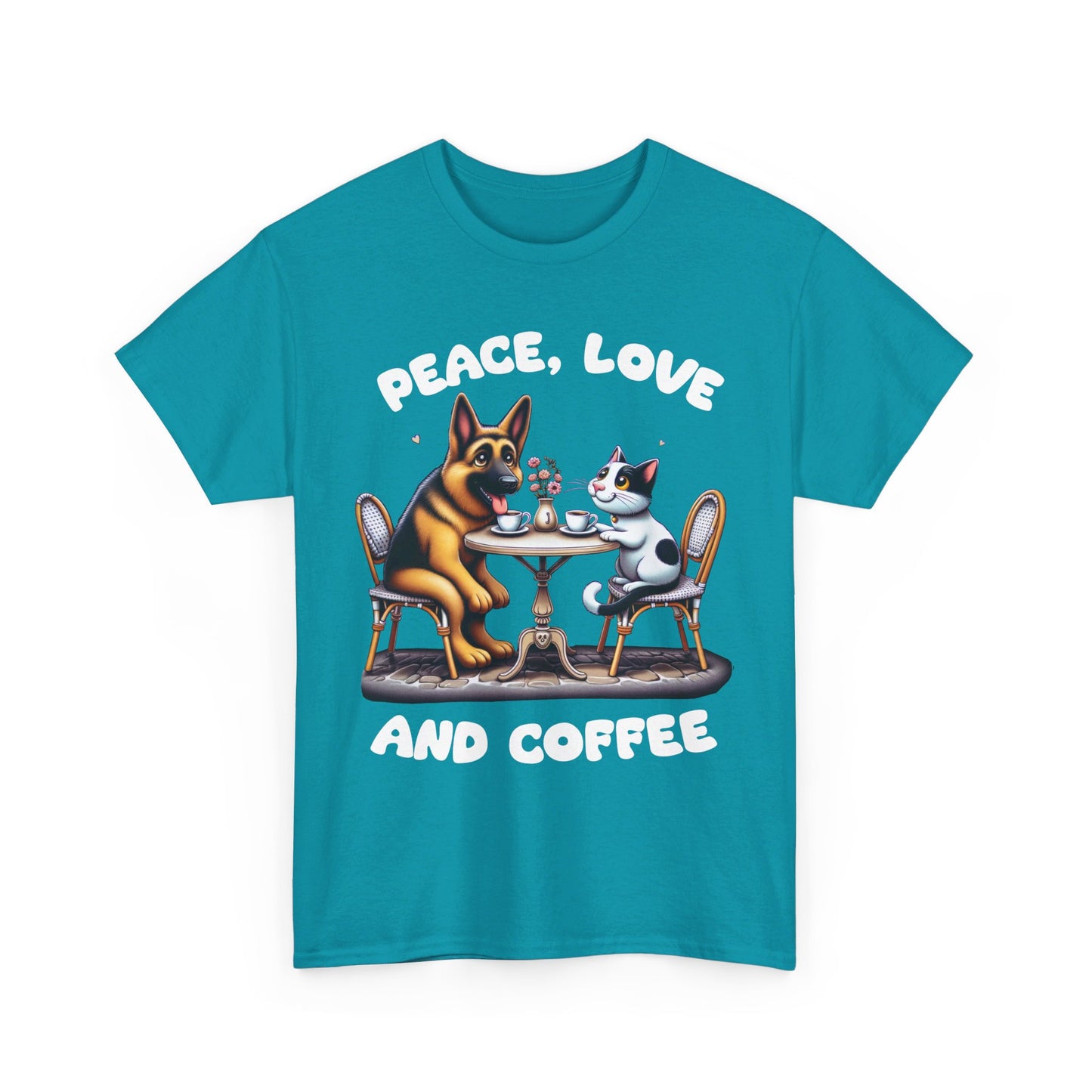 Peace Love and Coffee T-Shirt (13 Colors) (German Shepherd)