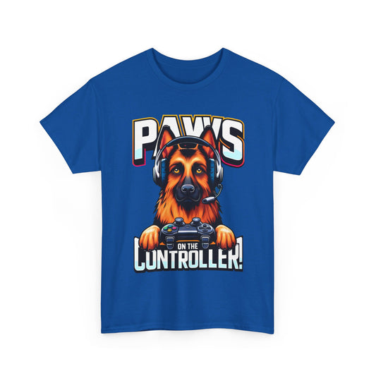 Paws on the Controller T-Shirt (13 colors) (German Shepherd)