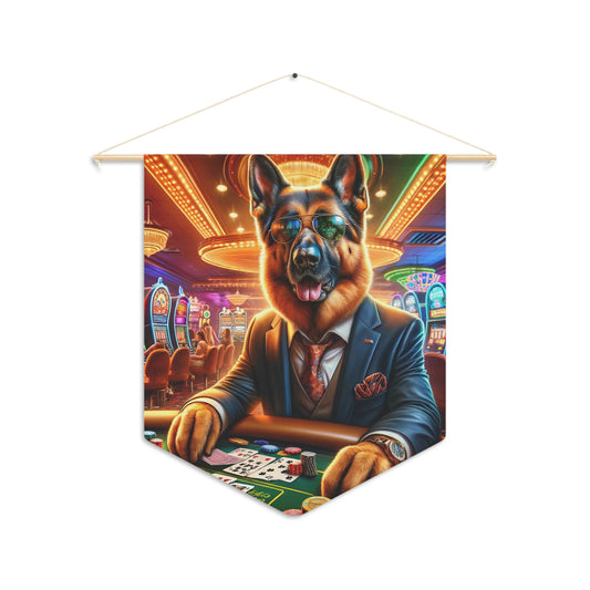 German Shepherd Playing Poker Pennant