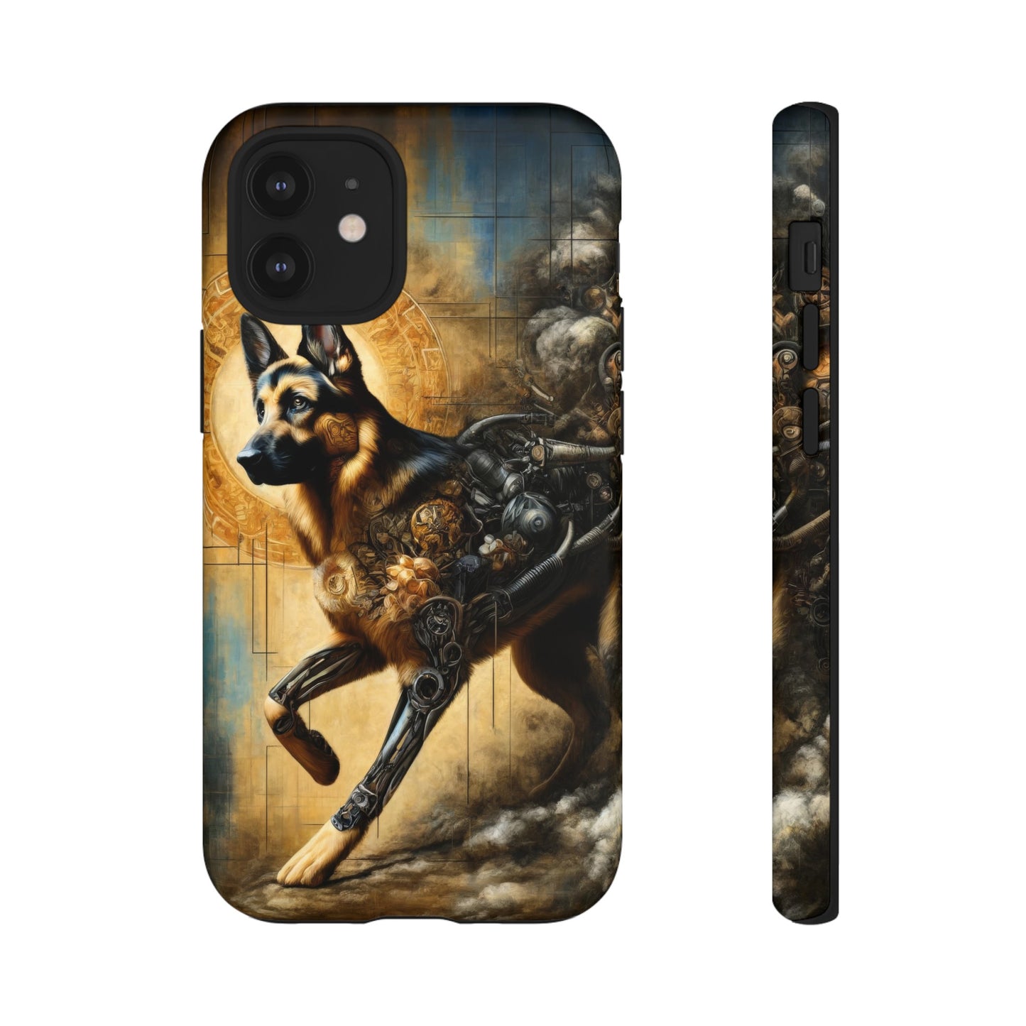 Byzantine, charcoal, and cybernetic German Shepherd Phone Case