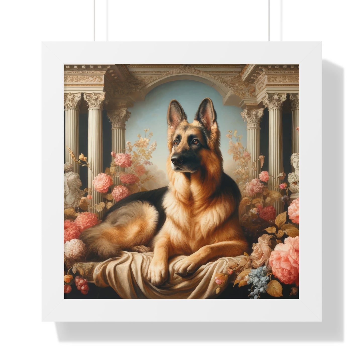 Neo-classical German Shepherd Framed Poster Painting 16x16