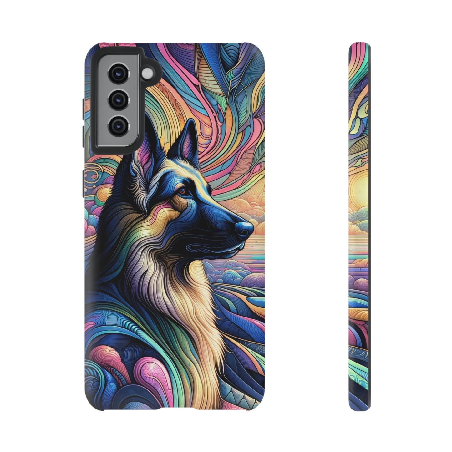 Art nouveau and vaporwave German Shepherd Phone Case