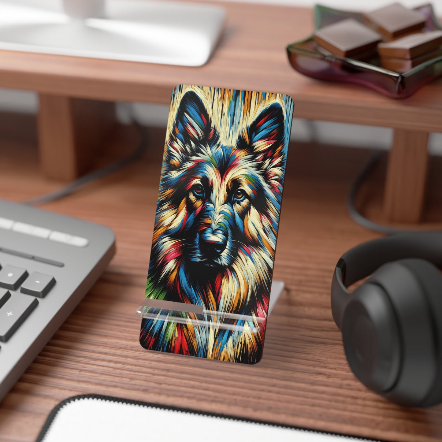 Fauvism scratchboard technique German Shepherd Smartphone Stand