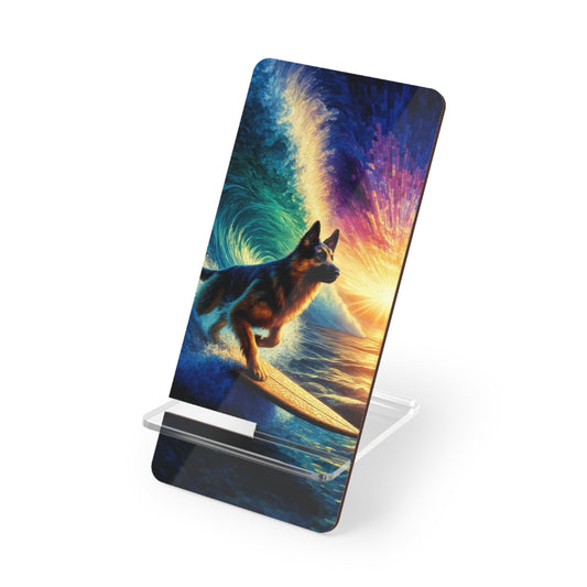 German Shepherd Surfing Smartphone Stand