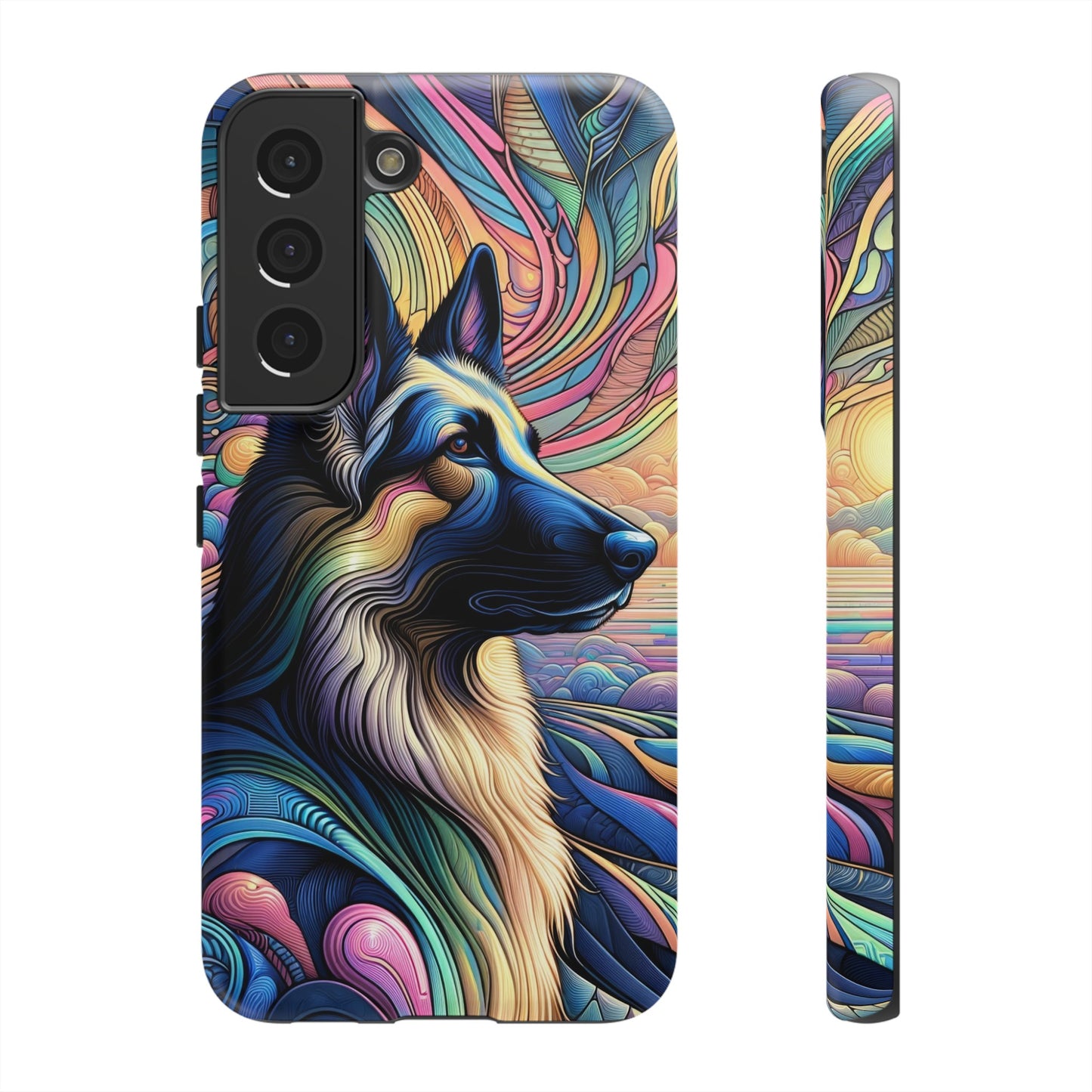 Art nouveau and vaporwave German Shepherd Phone Case