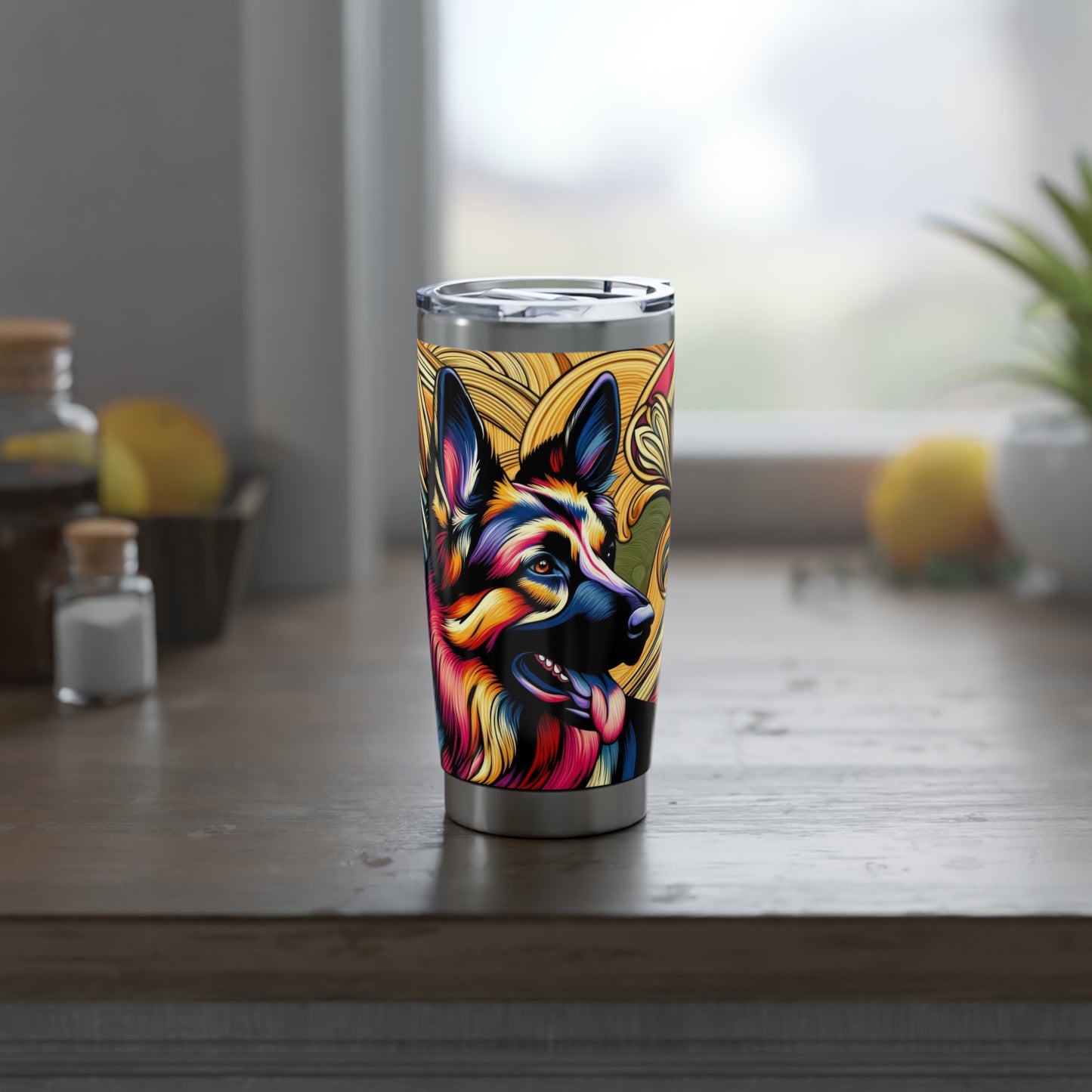 Scratchboard technique German Shepherd 20oz Tumbler
