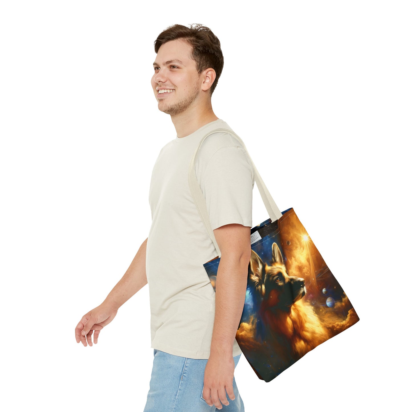 Sci-fi and stars-themed German Shepherd Tote Bag