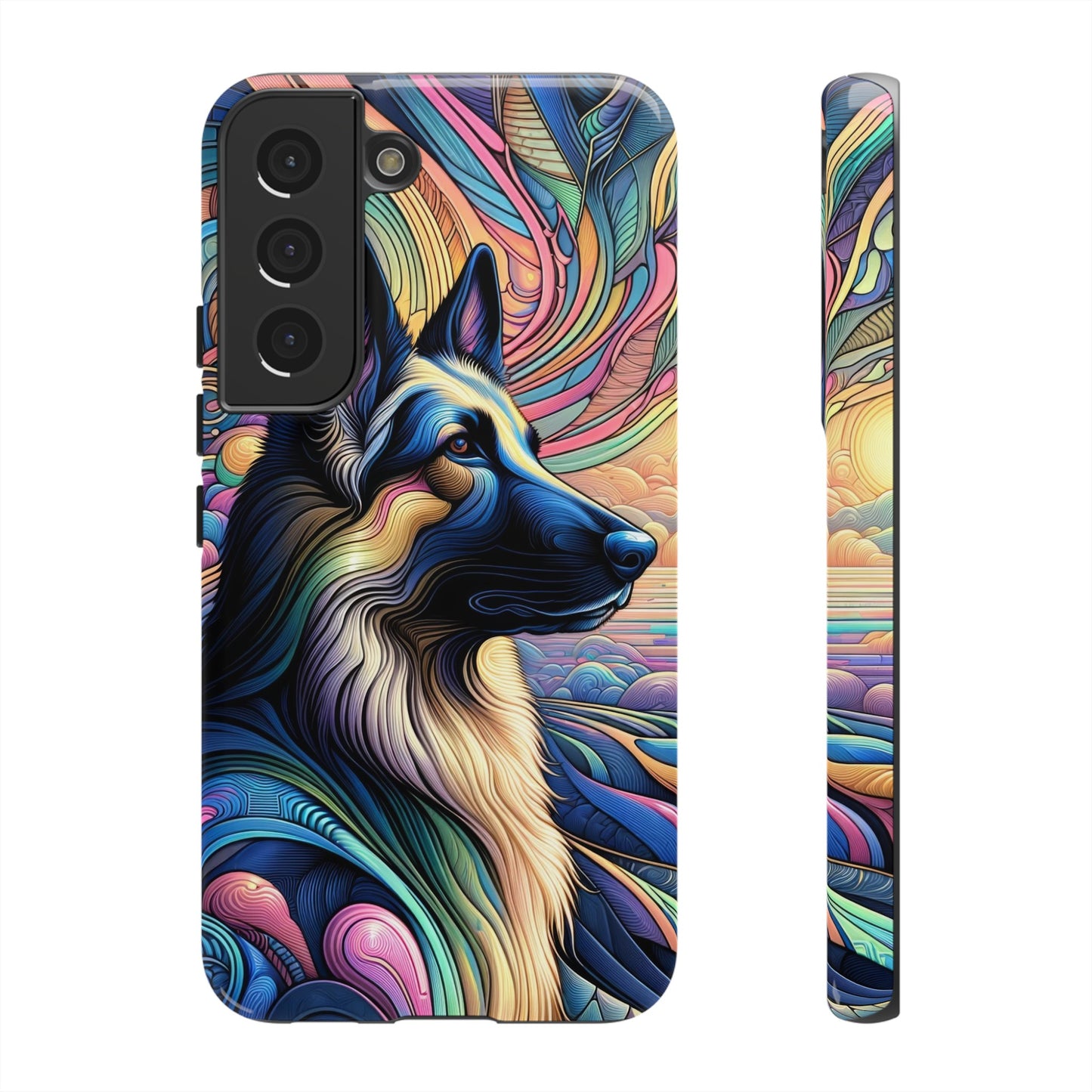 Art nouveau and vaporwave German Shepherd Phone Case