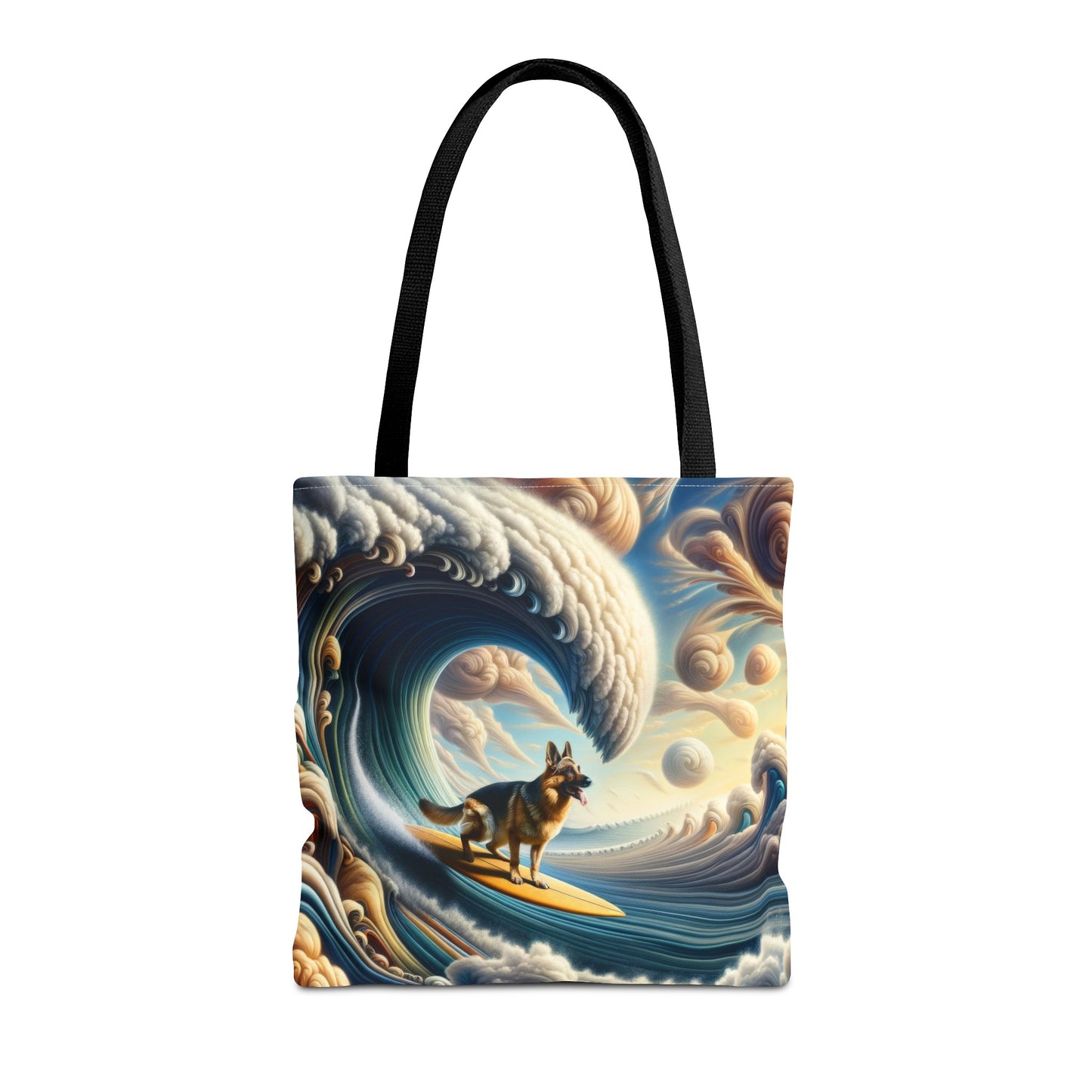 German Shepherd Surfing Tote Bag