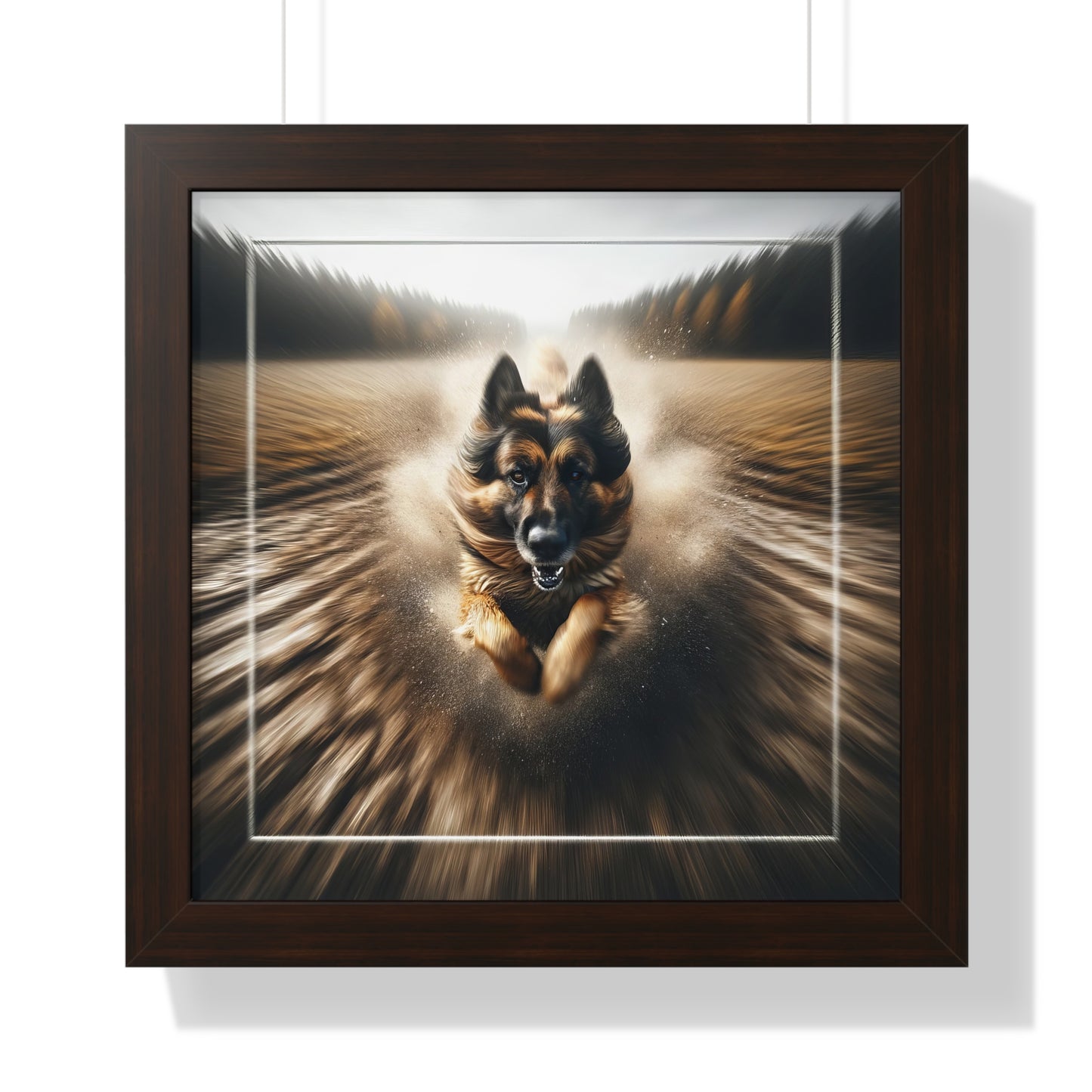 Motion blur German Shepherd Framed Poster Painting 16x16