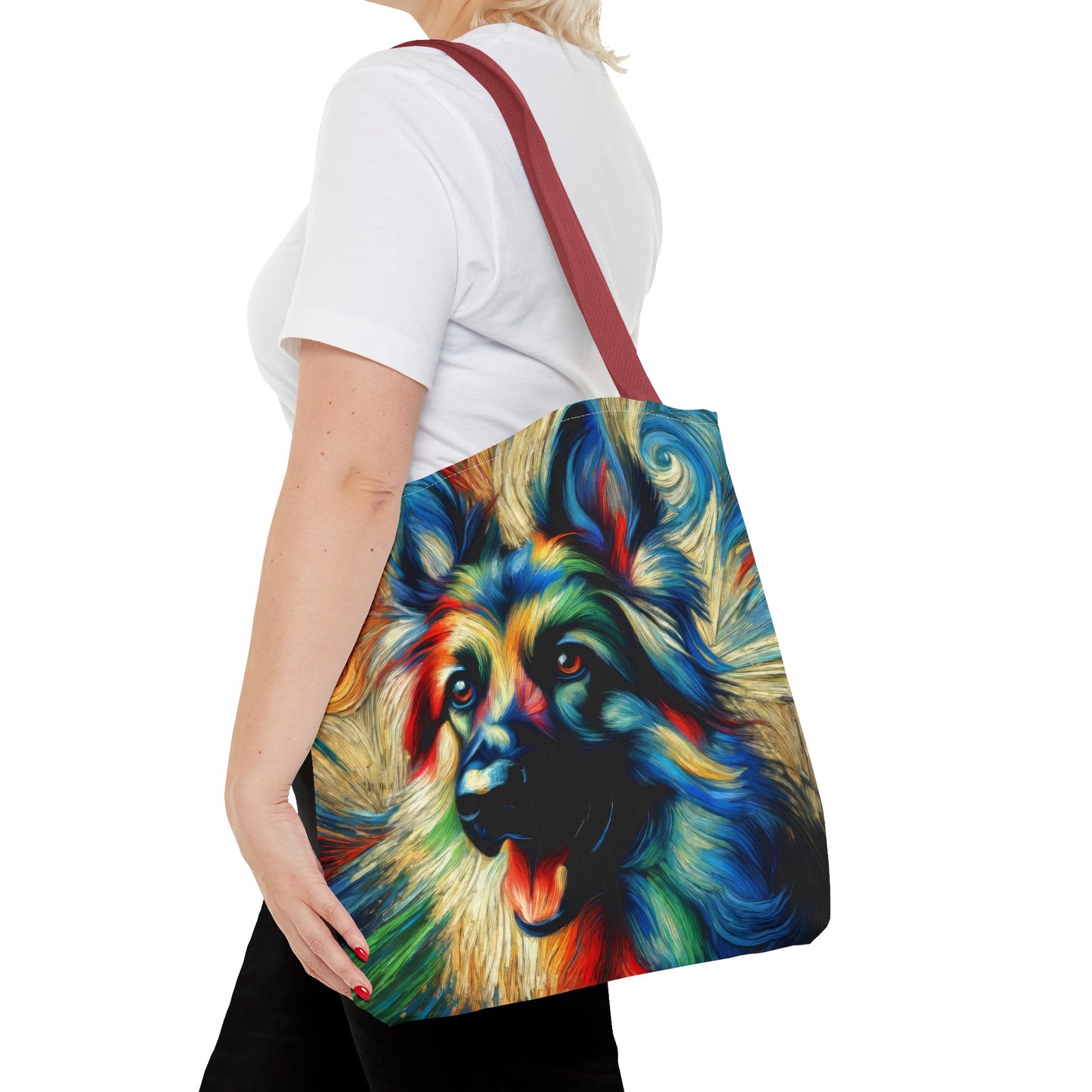 Fauvism scratchboard technique German Shepherd Tote Bag