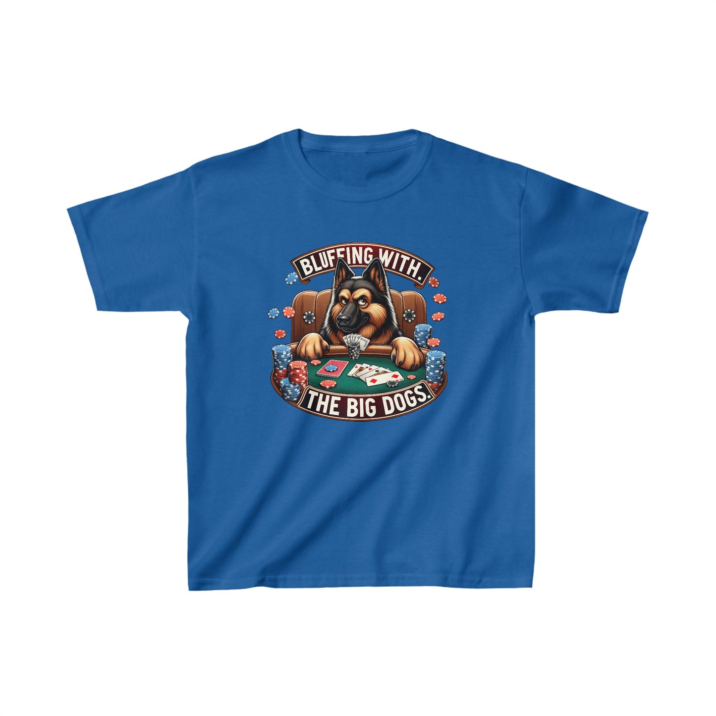 Bluffing with the Big Dogs. Kids Size T-Shirt (Multi colors) (German Shepherd)