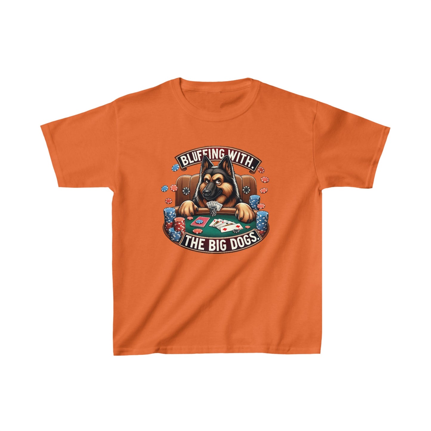 Bluffing with the Big Dogs. Kids Size T-Shirt (Multi colors) (German Shepherd)