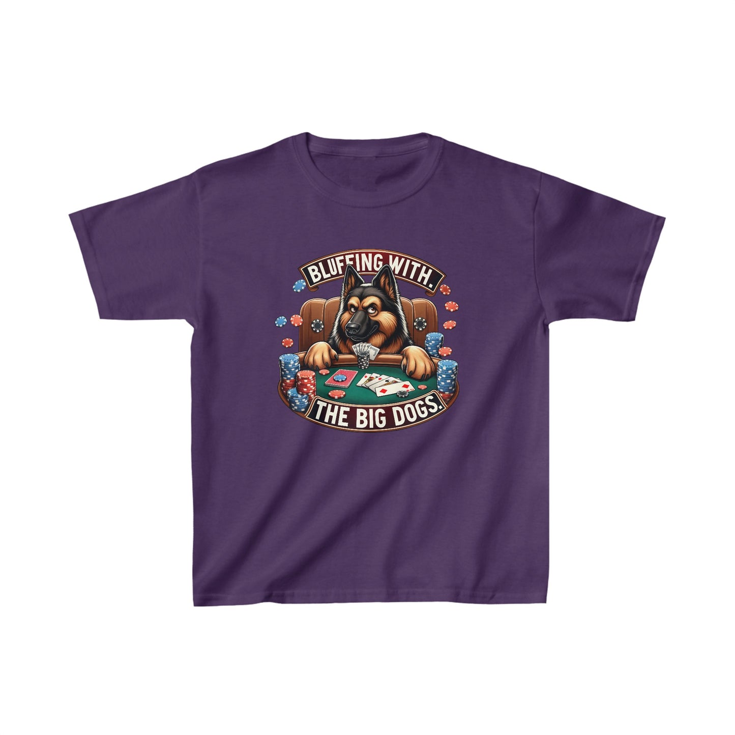 Bluffing with the Big Dogs. Kids Size T-Shirt (Multi colors) (German Shepherd)