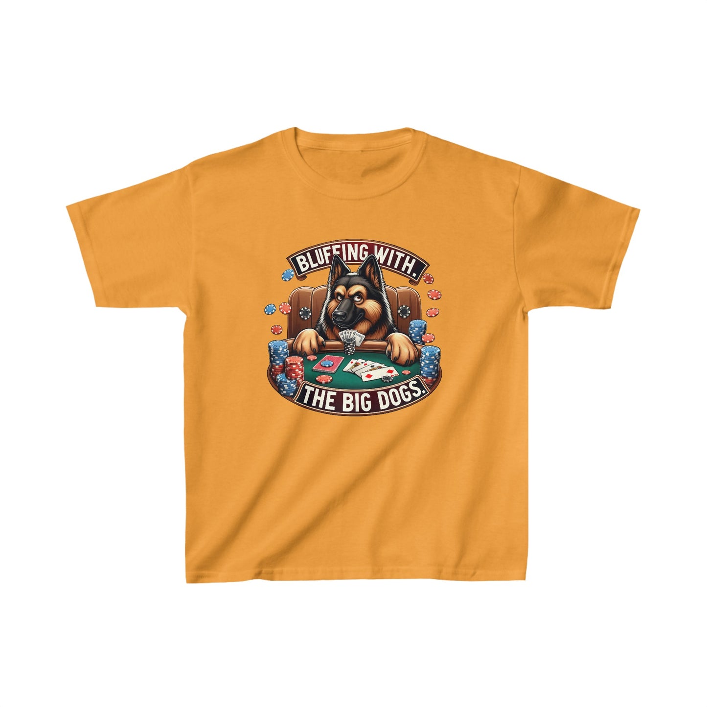 Bluffing with the Big Dogs. Kids Size T-Shirt (Multi colors) (German Shepherd)