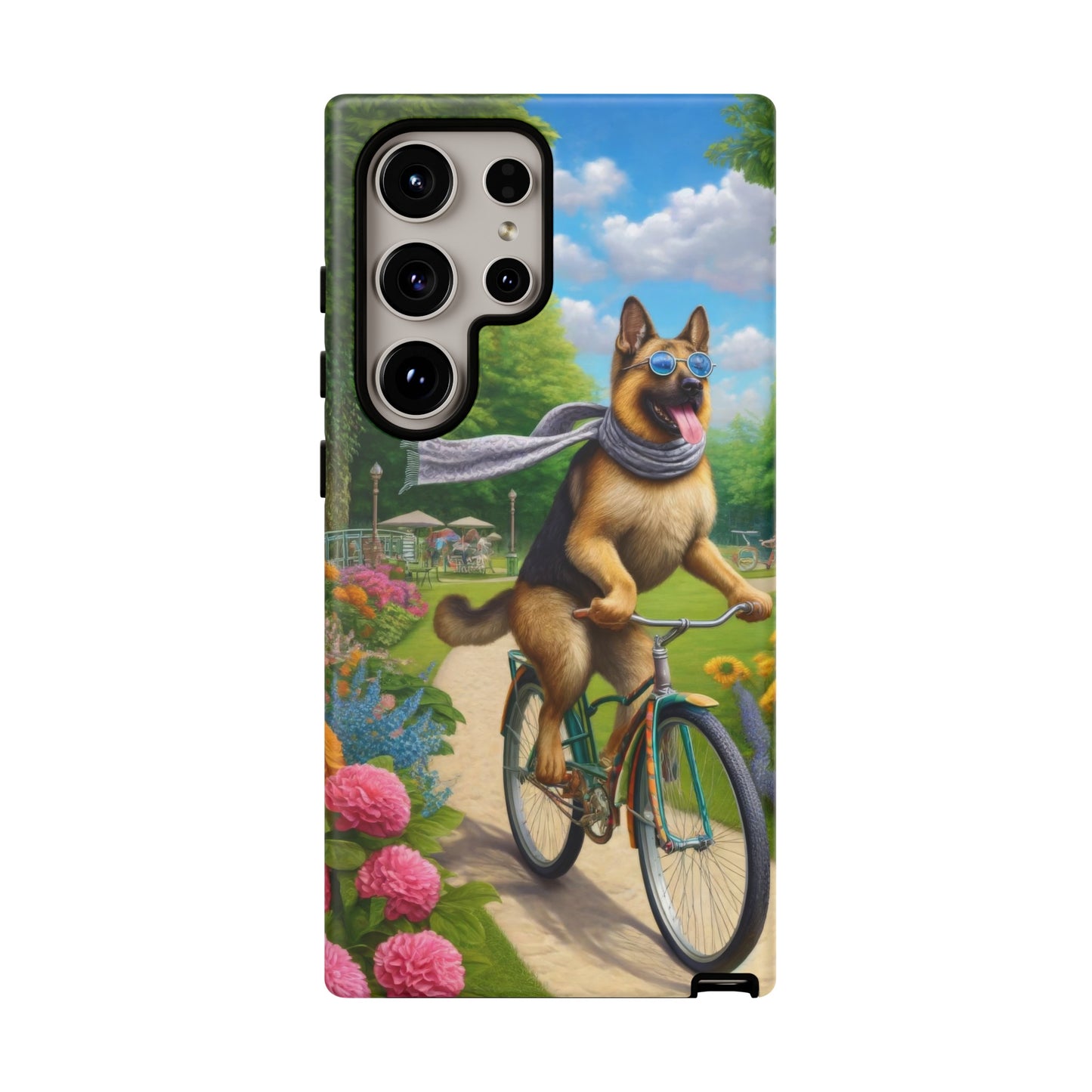 German Shepherd Riding a Bicycle Phone Case