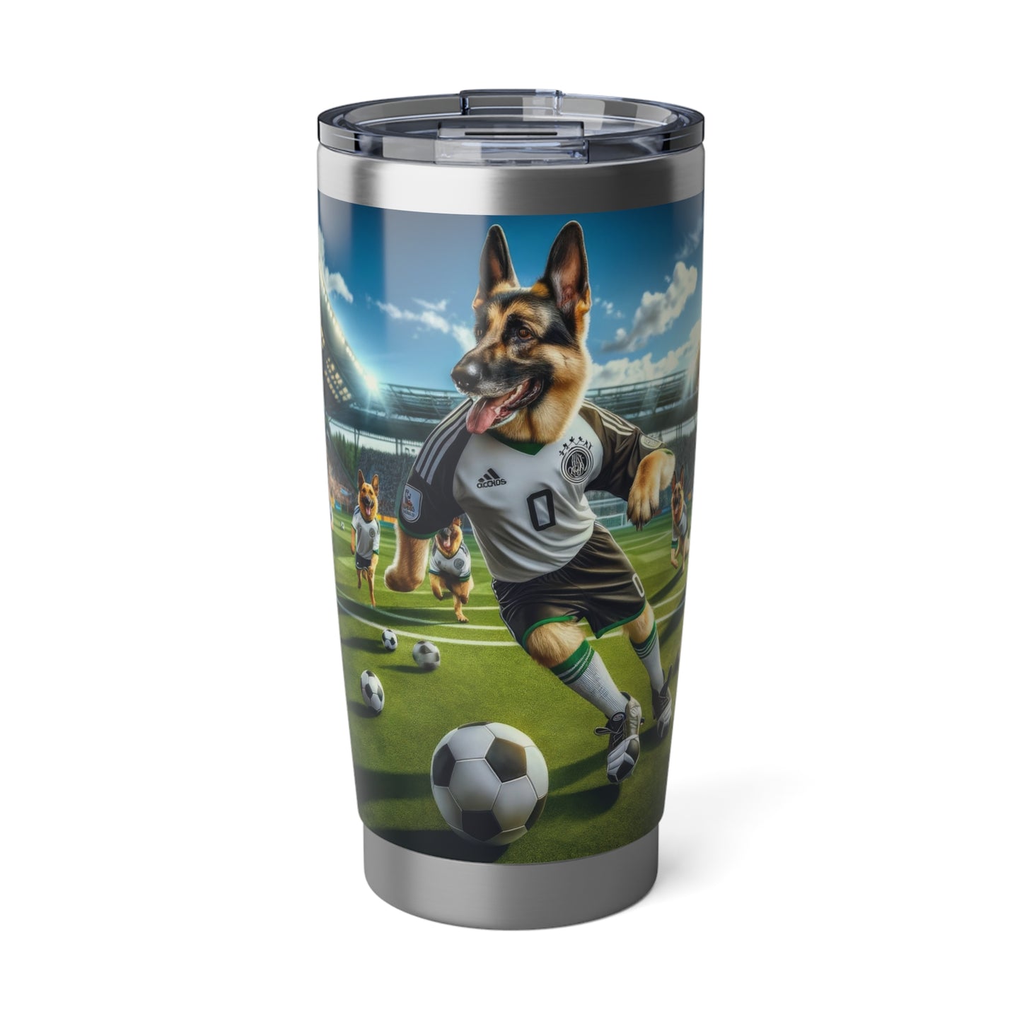 German Shepherd Playing Soccer 20oz Tumbler