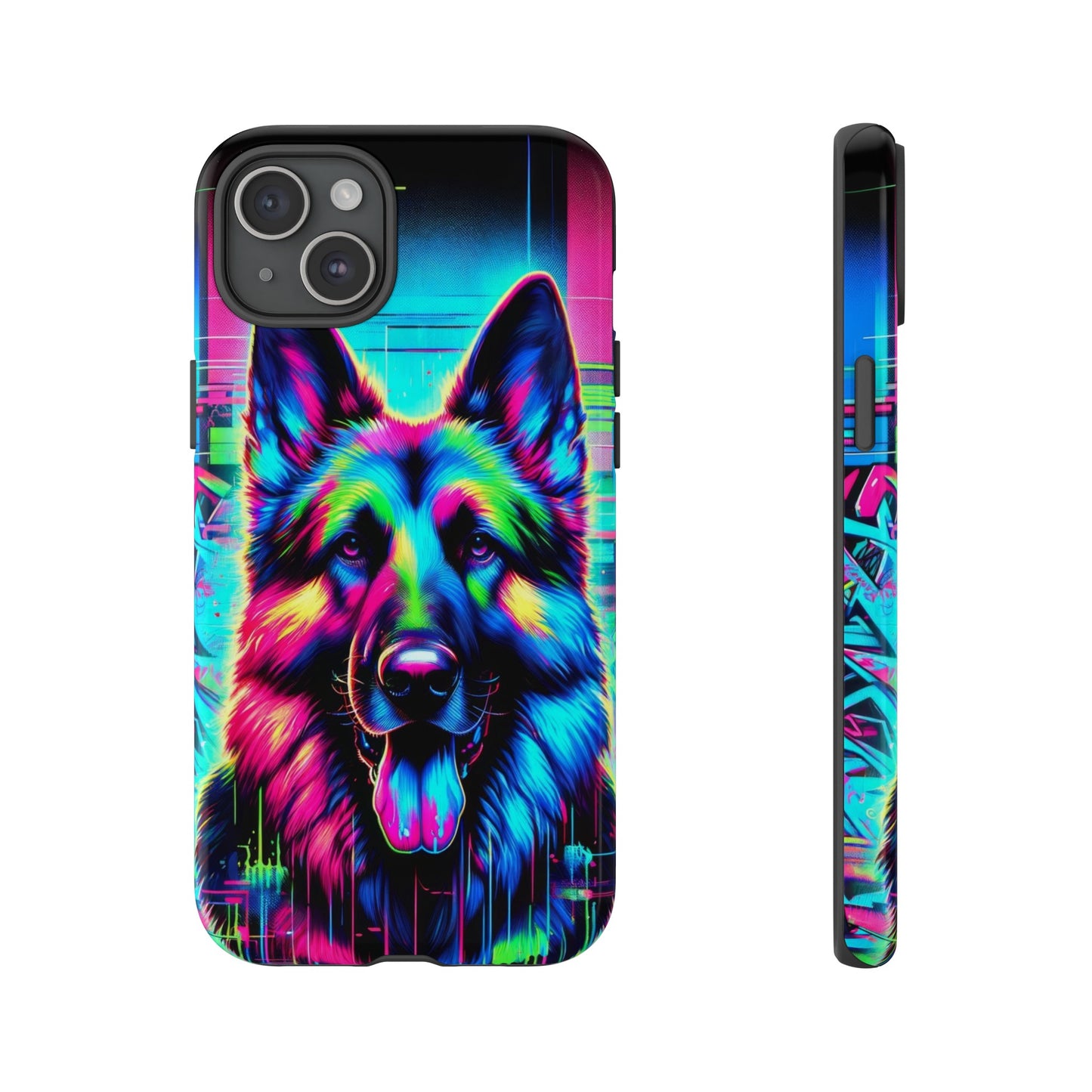 Neon graffiti German Shepherd Phone Case