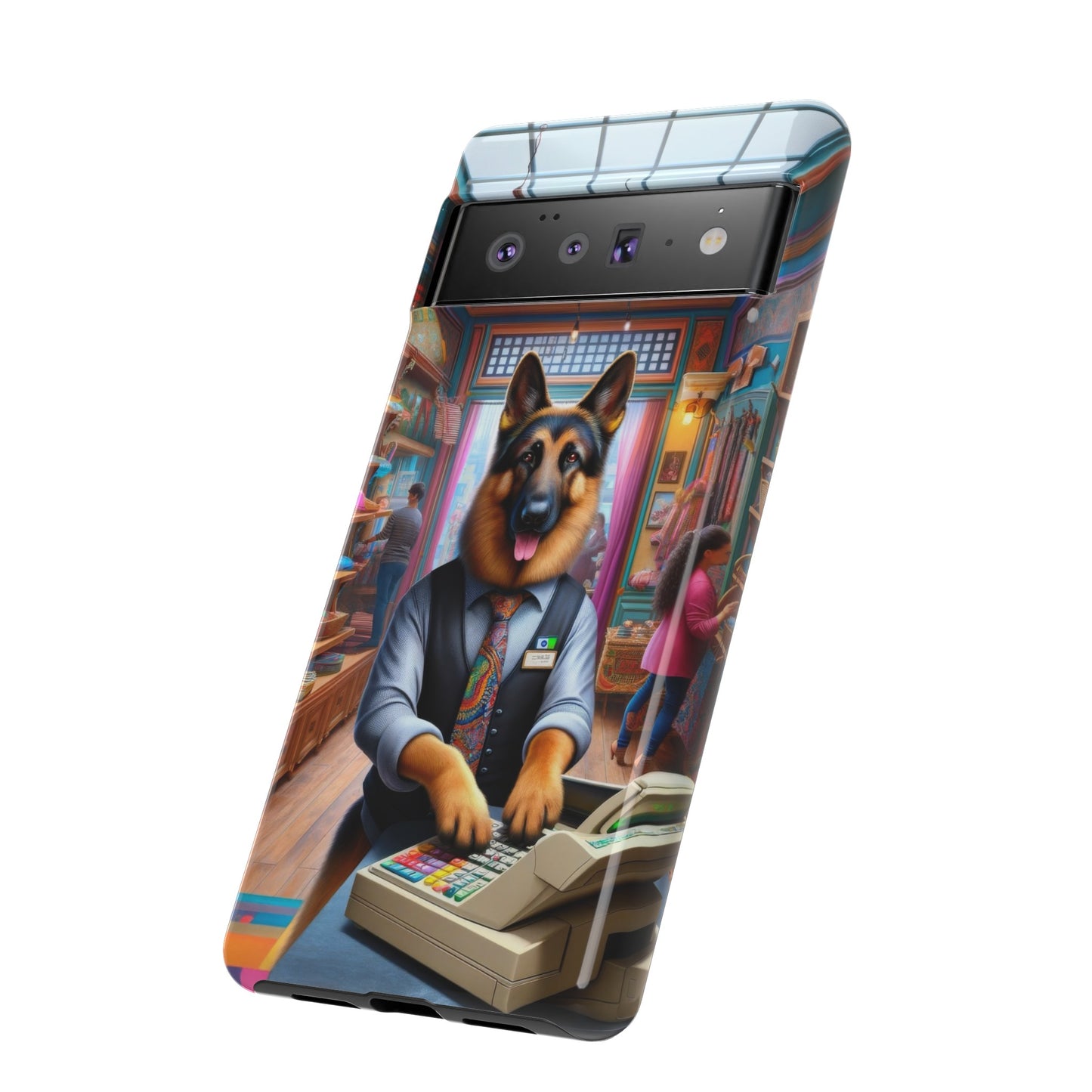 German Shepherd Operating a Cash Register Phone Case