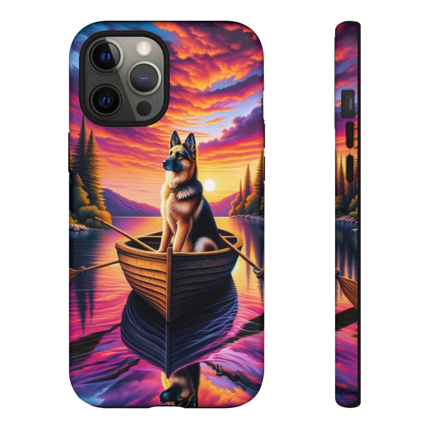 German Shepherd Rowing a boat Phone Case