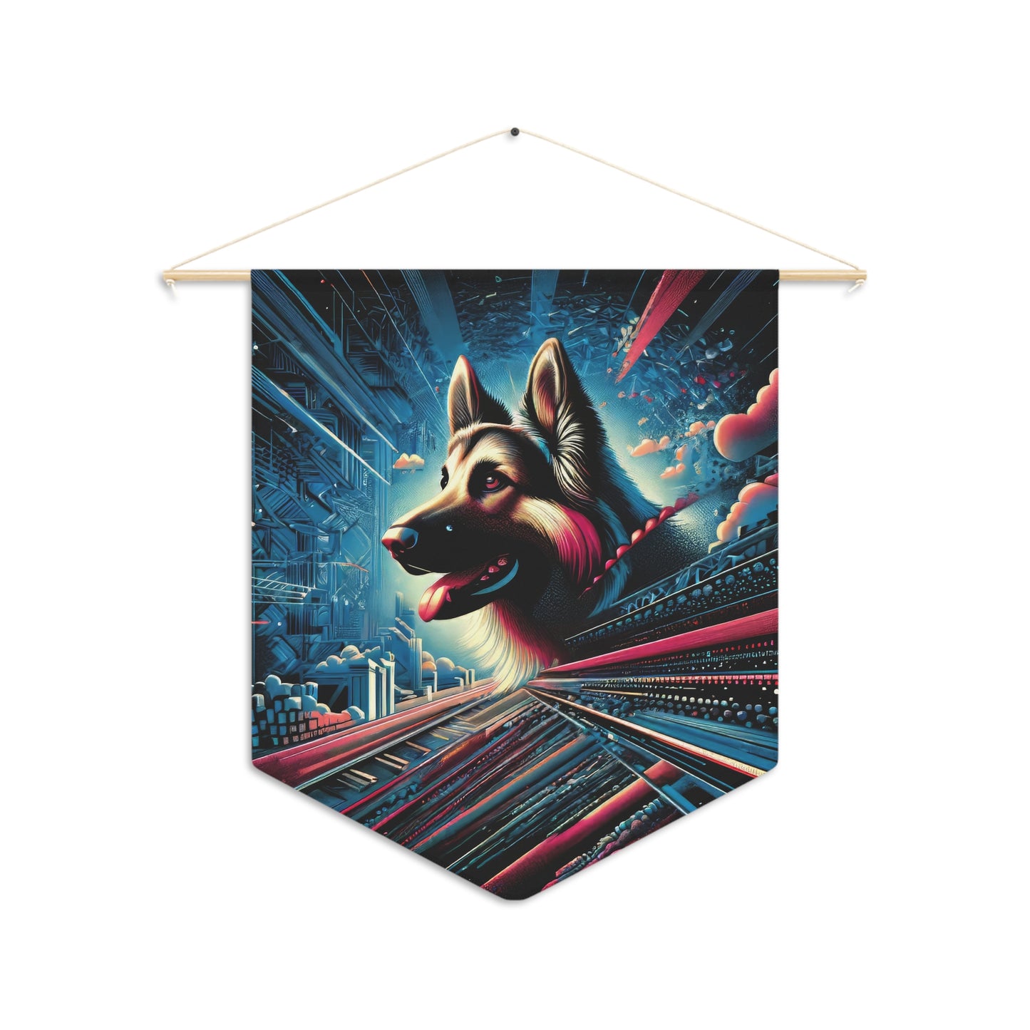 Futurism and gothic German Shepherd Pennant