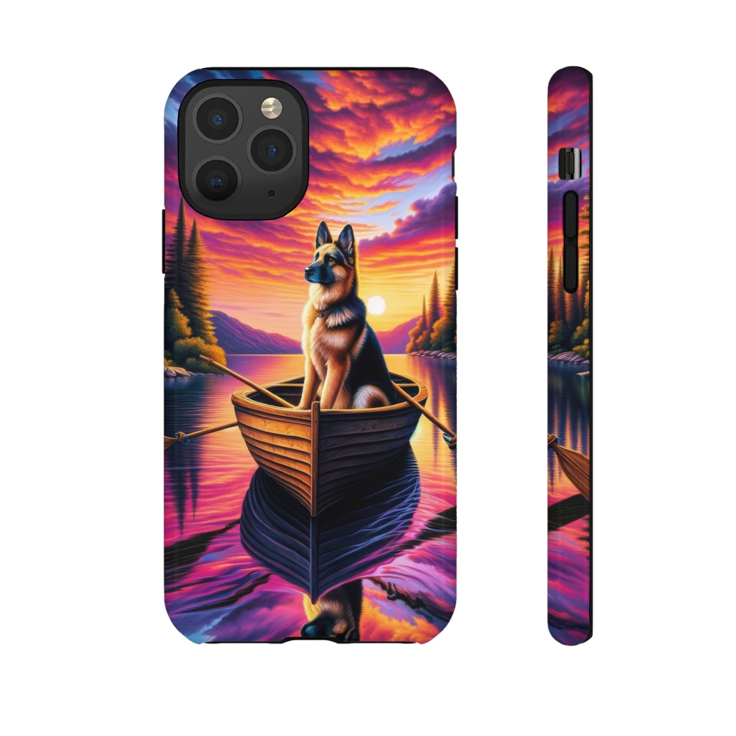 German Shepherd Rowing a boat Phone Case