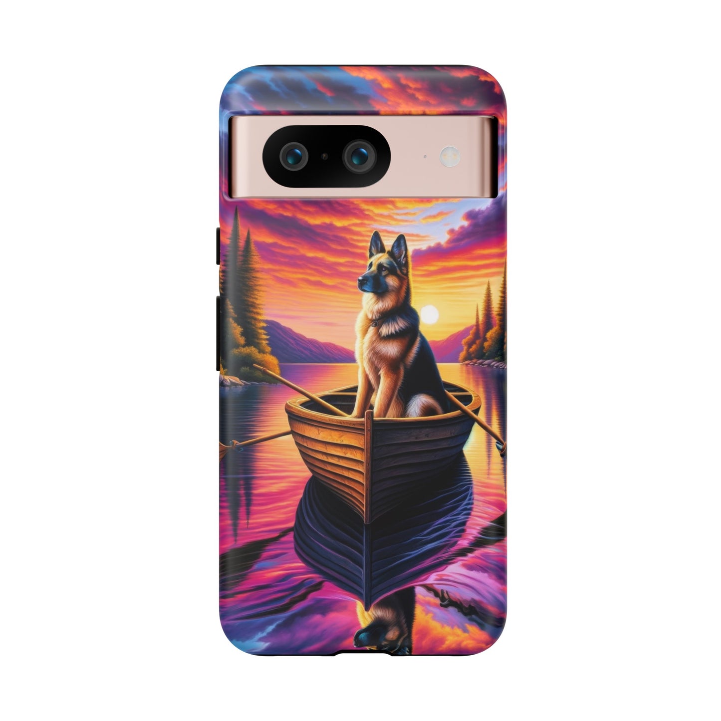 German Shepherd Rowing a boat Phone Case