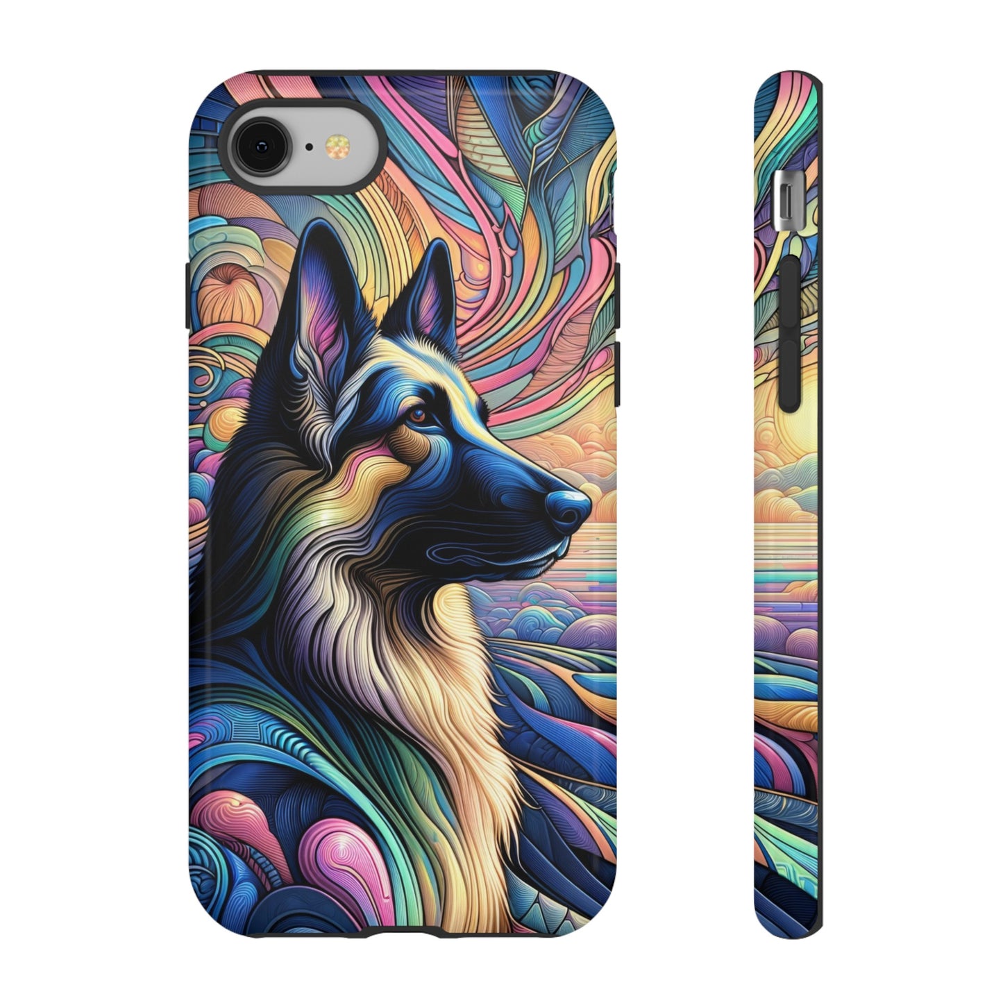 Art nouveau and vaporwave German Shepherd Phone Case