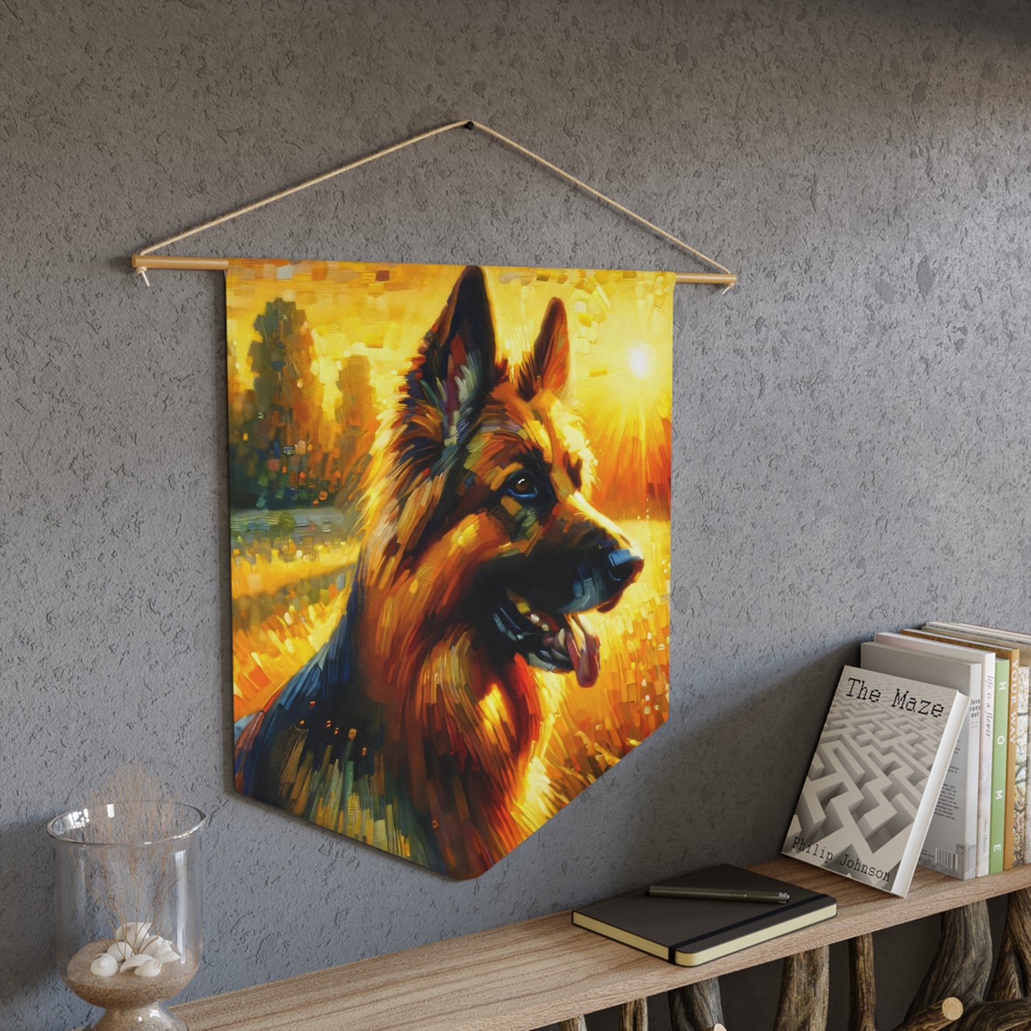 Golden hour and neo-impressionism German Shepherd Pennant