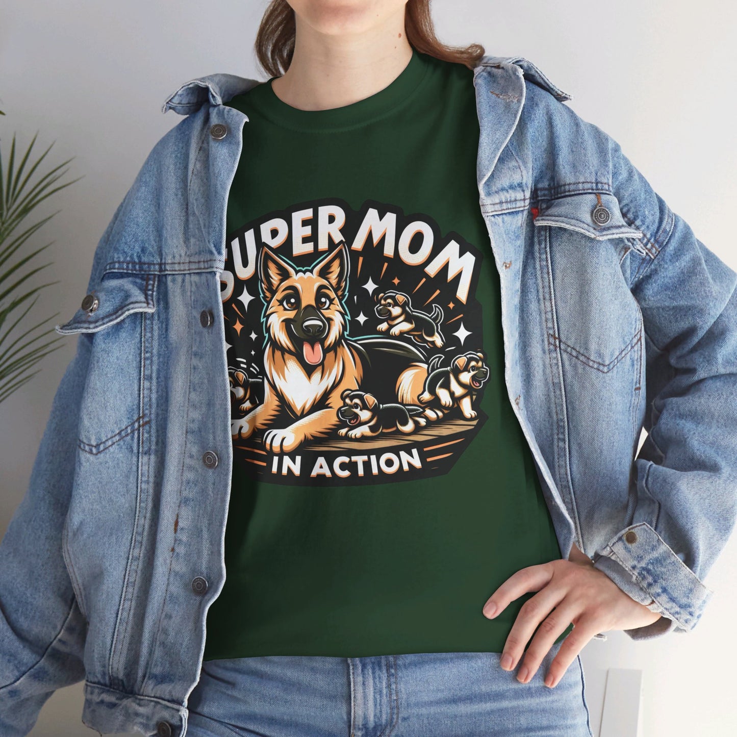 Super Mom in Action T-Shirt (13 colors) (German Shepherd)