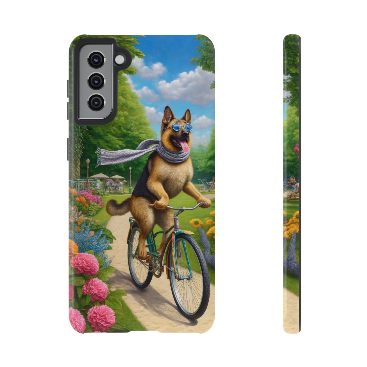 German Shepherd Riding a Bicycle Phone Case