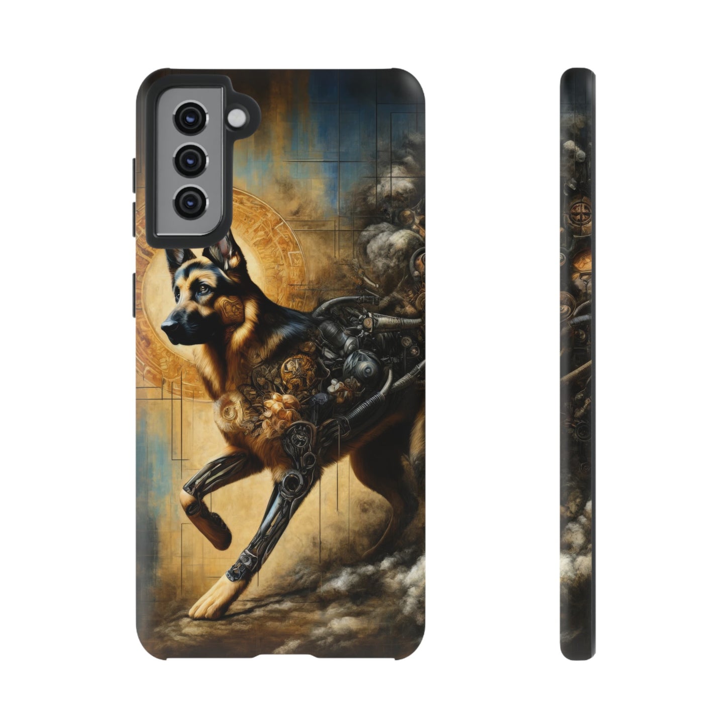 Byzantine, charcoal, and cybernetic German Shepherd Phone Case