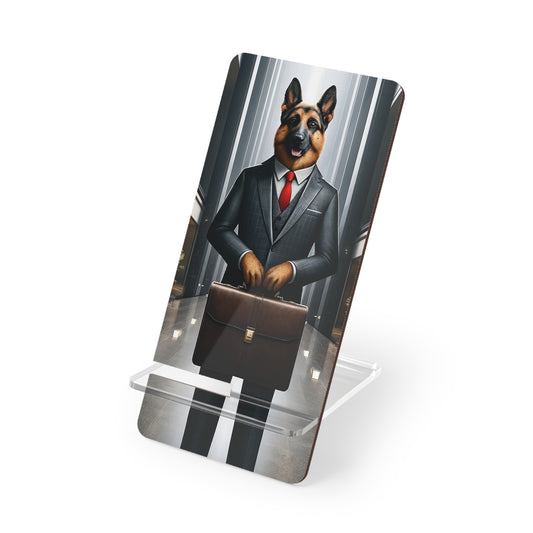 German Shepherd Wearing a Business Suit Smartphone Stand