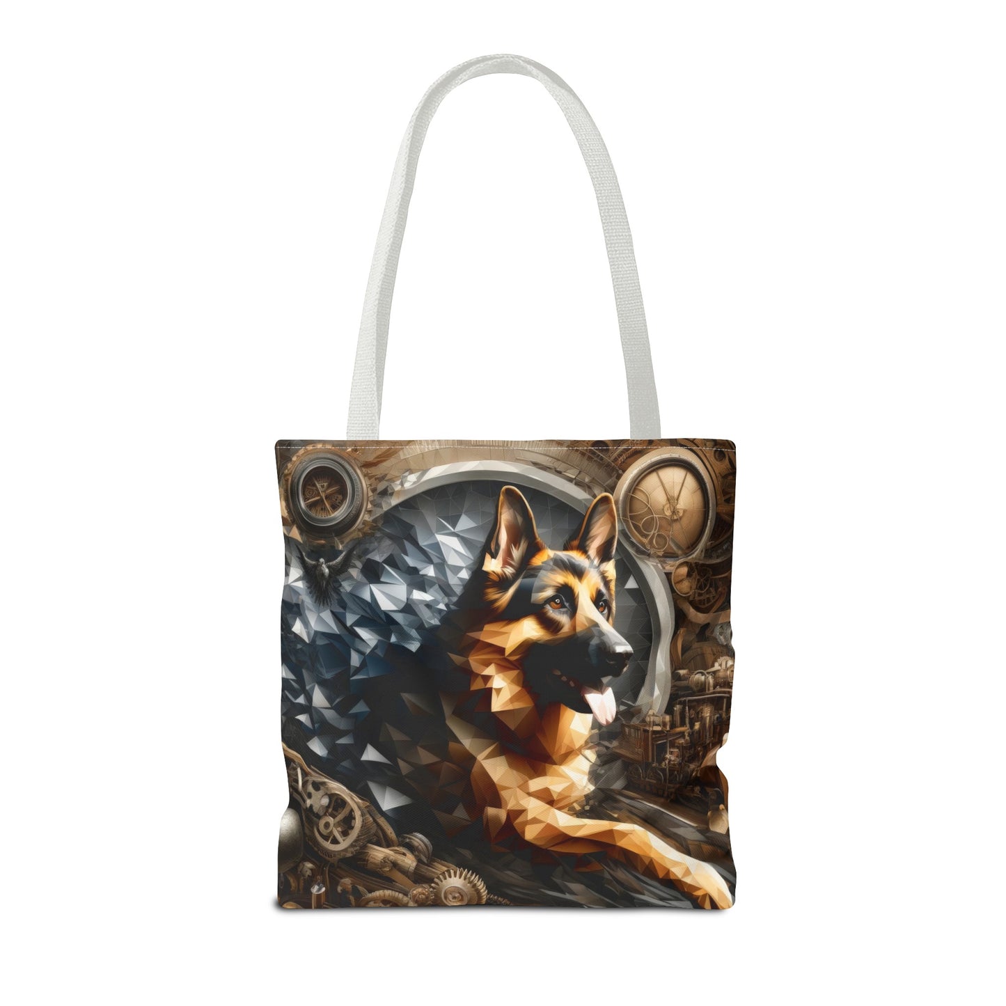 Scratchboard and vaporwave German Shepherd Tote Bag