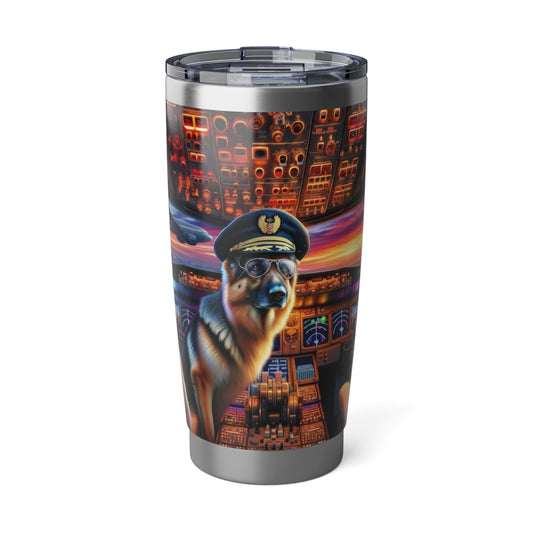 German Shepherd Flying an Airplane 20oz Tumbler