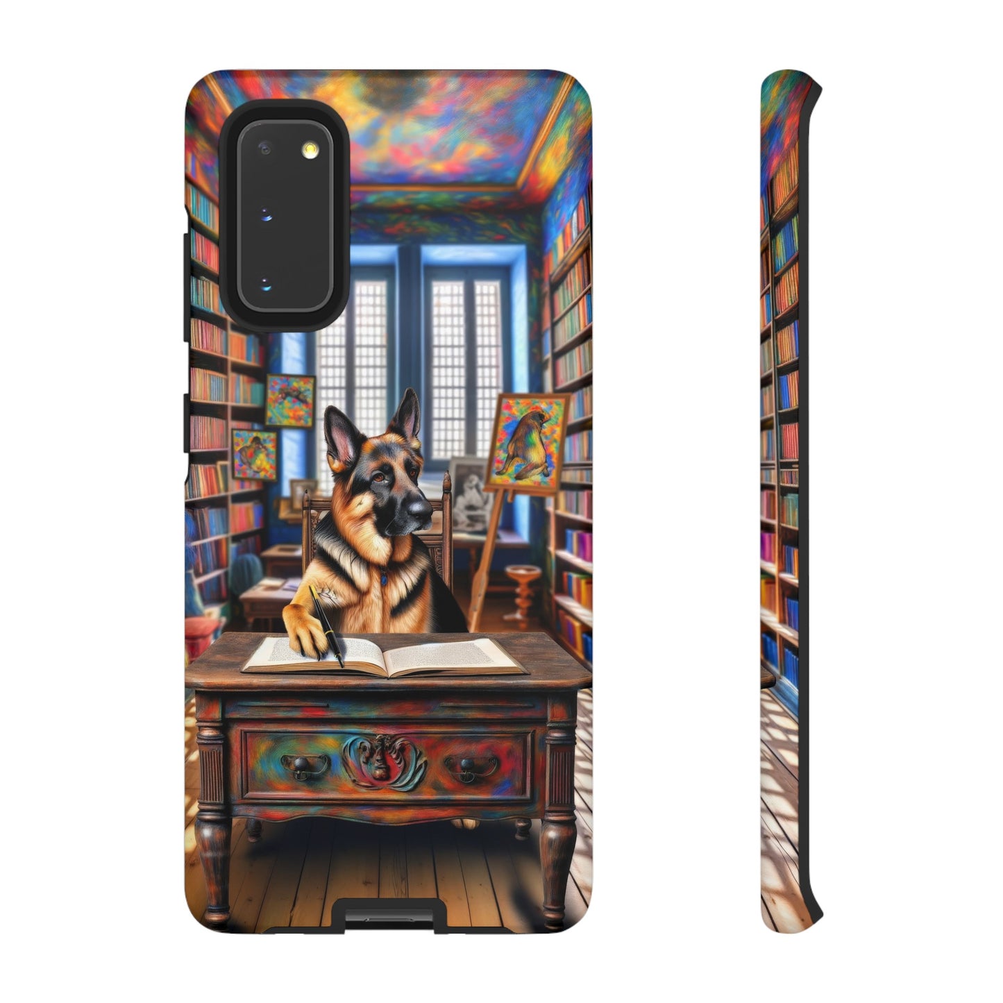 German Shepherd Writing a Book Phone Case