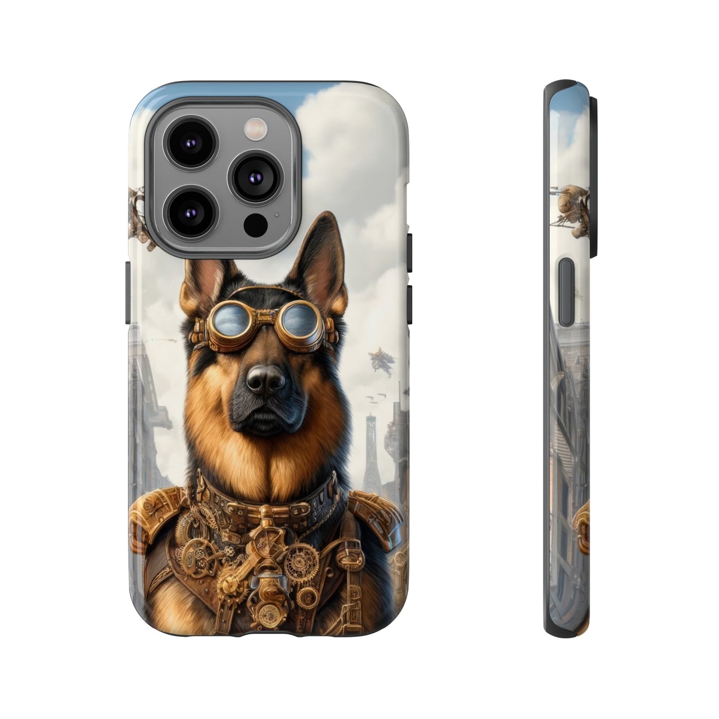 Realism and steampunk German Shepherd Phone Case